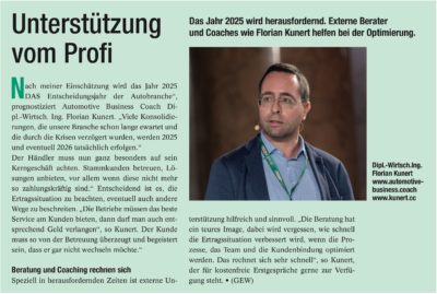 A&W-Artikel: „Unterstützung vom Profi“ - ein Artikel von Automotive Business Coach